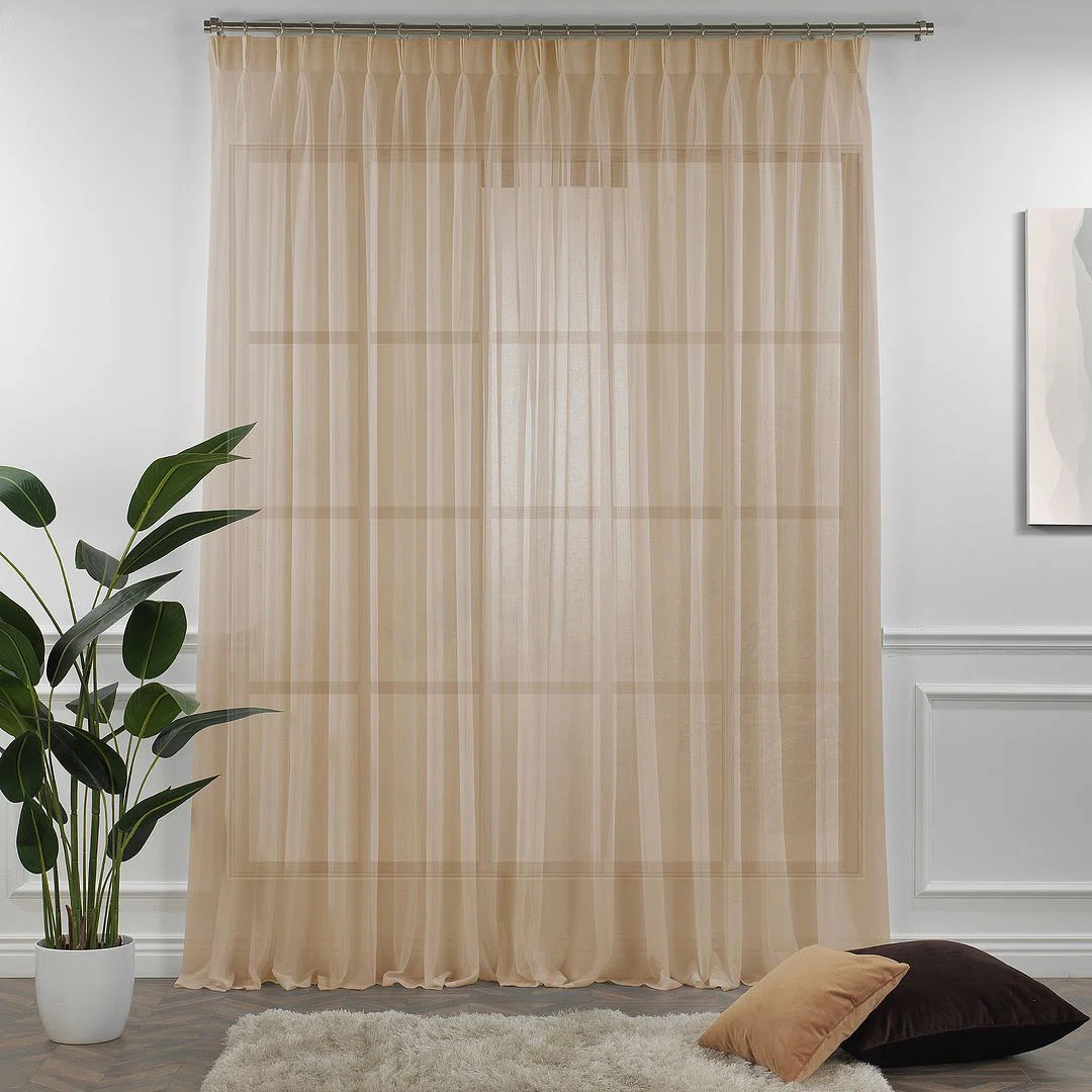 Lilijan Home & Curtain Triple Pinch Pleated Extra Long and Extra Wide Faux Linen Sheer Single Pan... | Wayfair North America