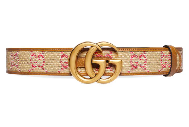 Gucci GG Marmont raffia wide belt | Gucci (US)
