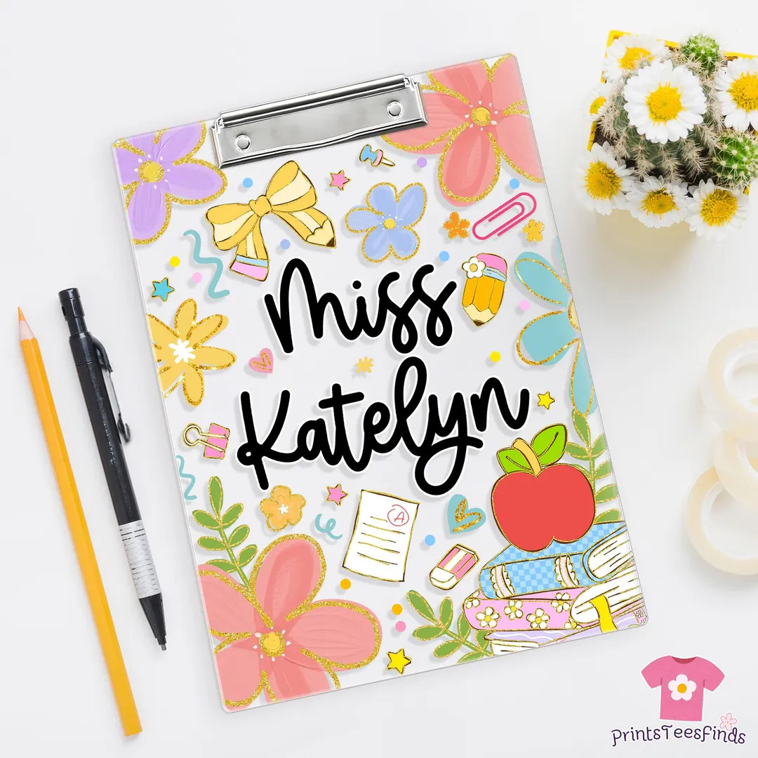 Custom Teacher Clipboard, Teacher Appreciation Gift, Acrylic Clipboard With Teacher Name, Floral ... | Etsy (US)