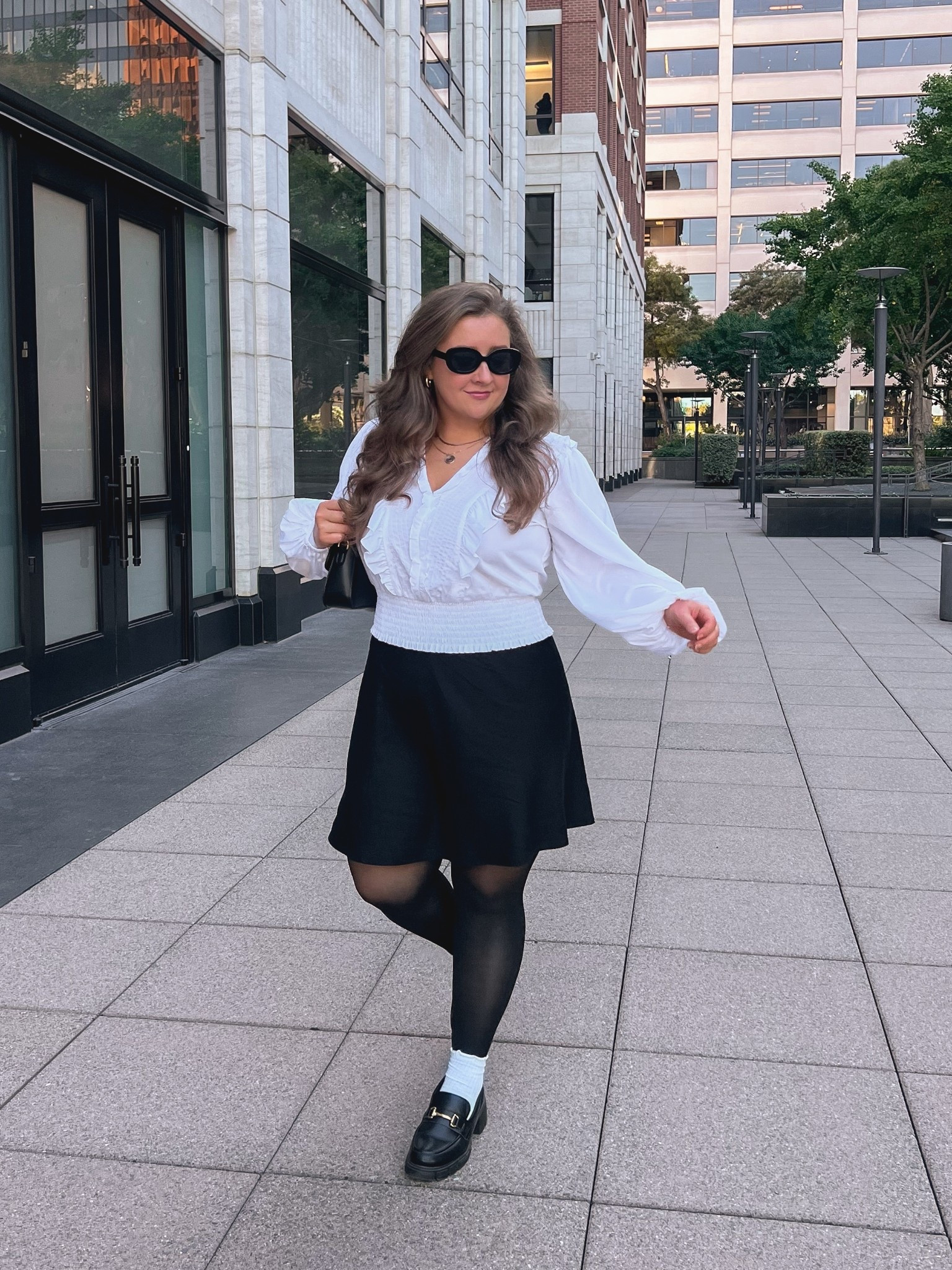 A little black and white outfit inspo for your feed 🖤🤍 my black skirt is on clearance, so grab one before it’s sold out! Also these loafers are comfy enough to walk all over NYC and San Francisco, both! 

#LTKWorkwear #LTKSaleAlert #LTKMidsize