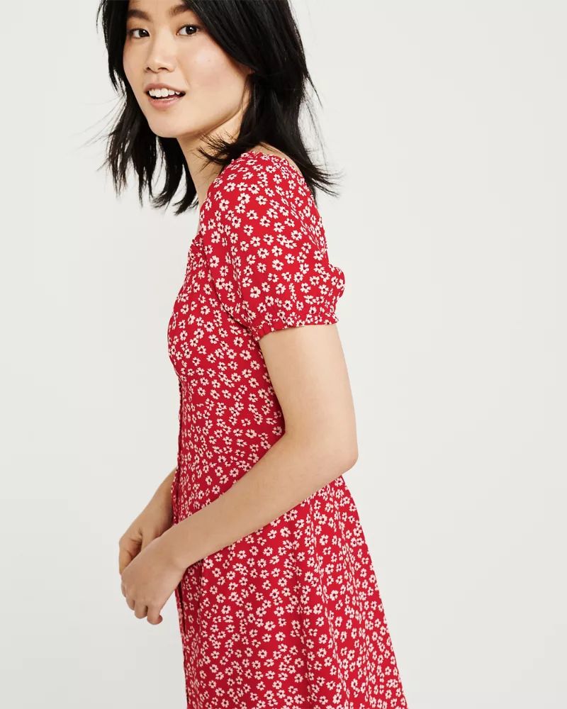 Puff Sleeve Button-Up Dress | Abercrombie & Fitch US & UK