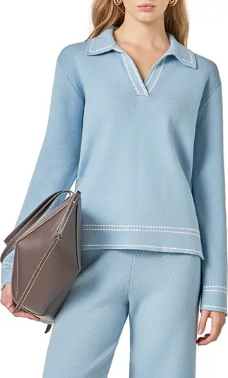 Stich Detail Long Sleeve Polo | Nordstrom