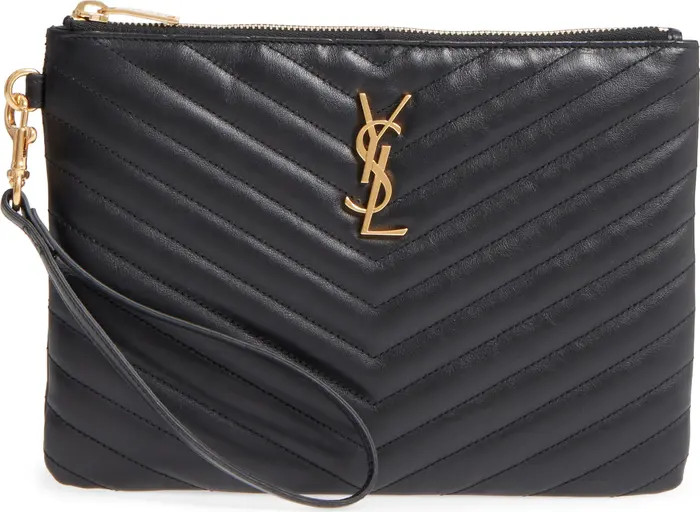 'Small Monogram' Print Leather Wristlet | Nordstrom