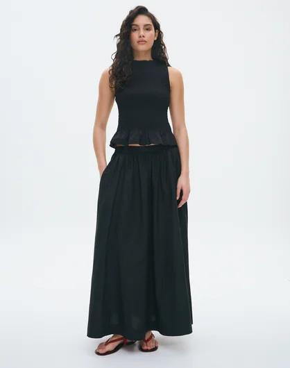 High Rise Poplin Gathered Maxi Skirt | Glassons (Australia)