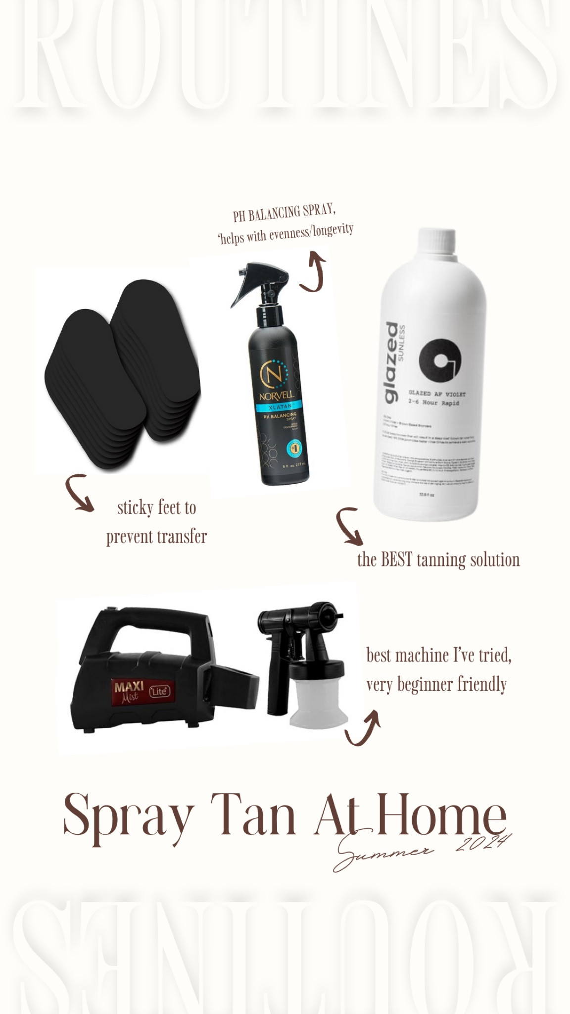 Purchase solution on IG @glazedsunless

Spray tanning, spray tan at home, Amazon finds.

#LTKMidsize #LTKBeauty