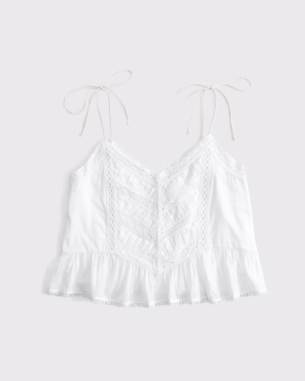 Lace-Trim Tie-Strap Cami | Abercrombie & Fitch (US)
