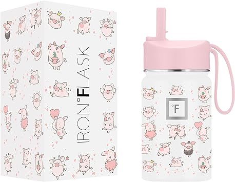 IRON °FLASK Kids Water Bottle - 10 Oz, Straw Lid, 20 Name Stickers, Vacuum Insulated Stainless S... | Amazon (US)