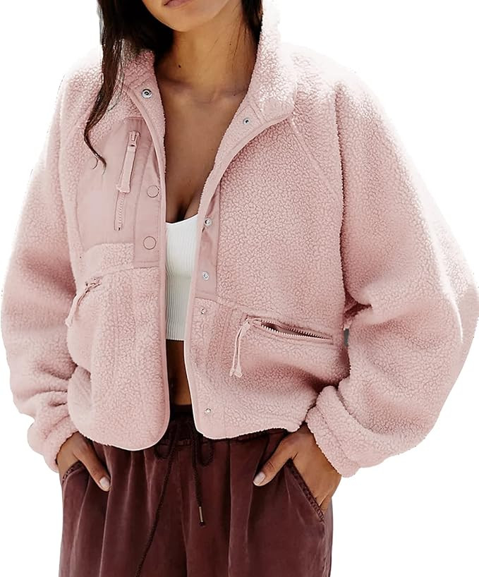 Womens Winter Coats Casual Lapel Long Sleeve Fleece Faux Fur Jacket | Amazon (US)