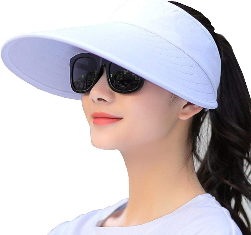 Sun Visor Hats Women Large Brim Summer UV Protection Beach Cap | Amazon (US)