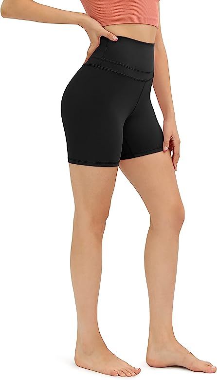 ODODOS Women's High-Rise Yoga Shorts Workout Gym Running Biker Exercise Shorts-Inseam 5" | Amazon (US)