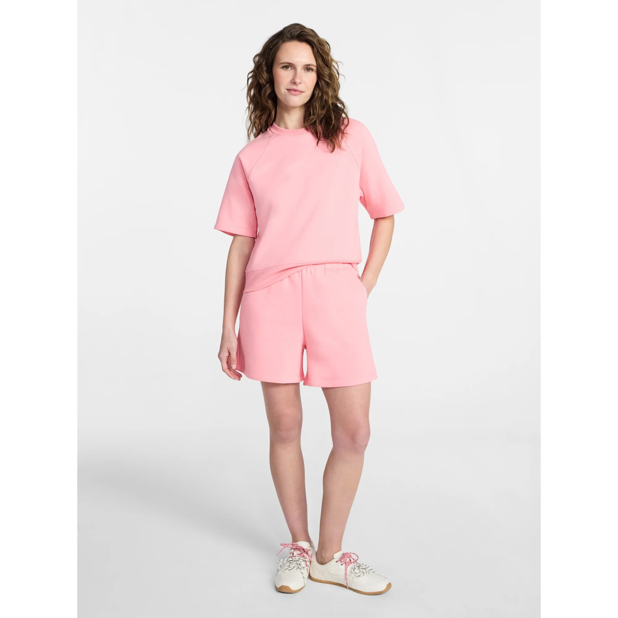Time and Tru Women's Boxy Sweatshirt with Short Sleeves, Size XS-XXXL | Walmart (US)