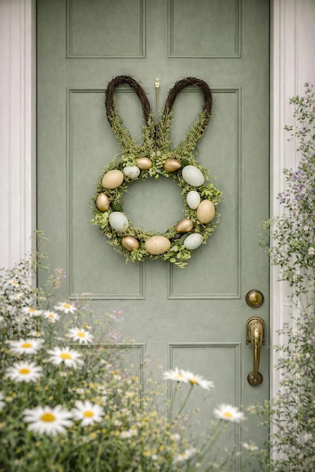 Easter Decor, Spring Wreath, Indoor Wicker Bunny Wreath, Bunny Ears | Etsy (US)