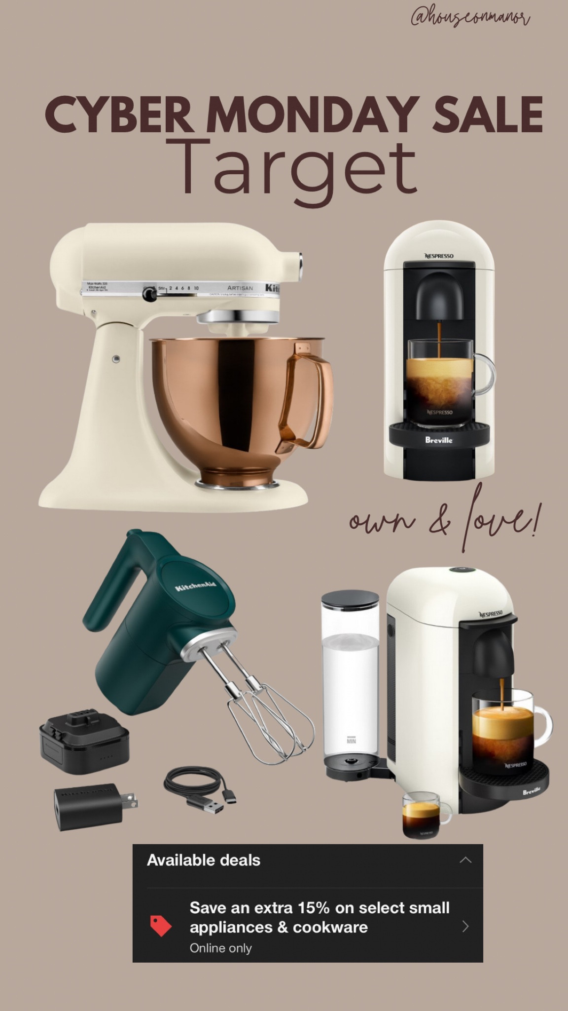 Cyber Monday sale on Kitchen appliances at Target! These are on major sale with an additional 15% off the sale price! I own the nespresso coffee machine and I love it! Currently on sale for $100😍

#LTKCyberWeek #LTKSaleAlert #LTKHome