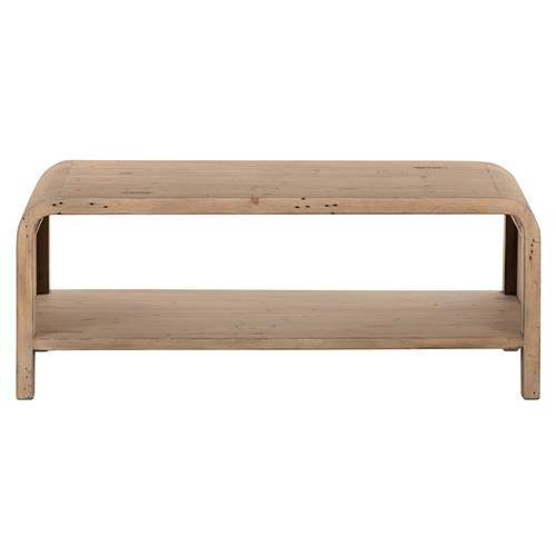 Noah Rustic Lodge Grey Reclaimed Wood Cocktail Ottoman Coffee Table | Kathy Kuo Home