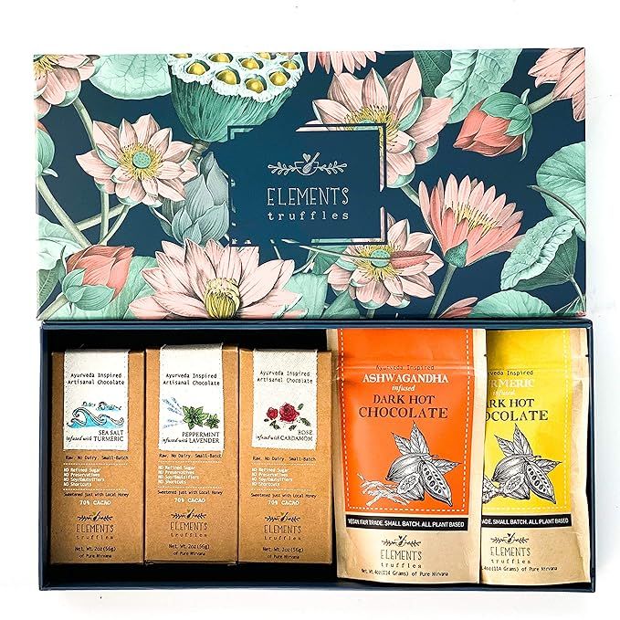 Elements Truffle Dark Hot Chocolate Gift Set w/ Chocolate Bars - Calypso Gift Box - Raw, Vegan, E... | Amazon (US)