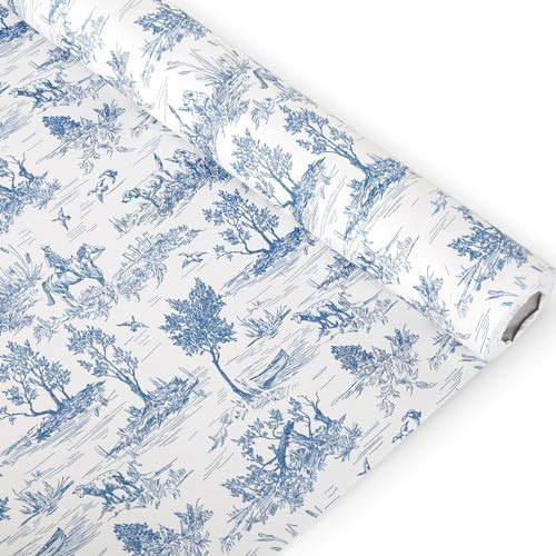 JarThenaAMCS Classic French Village Printed Wrapping Paper Roll 17 In x 32.8Ft White Blue Rustic ... | Amazon (US)