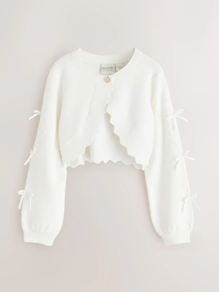 Baker by Ted Baker Bow Sleeve Scallop Edge Cardigan | Next US