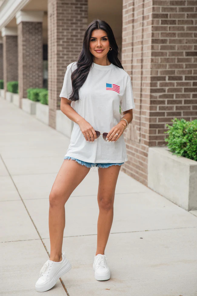 Live Free White Oversized Graphic Tee | Pink Lily