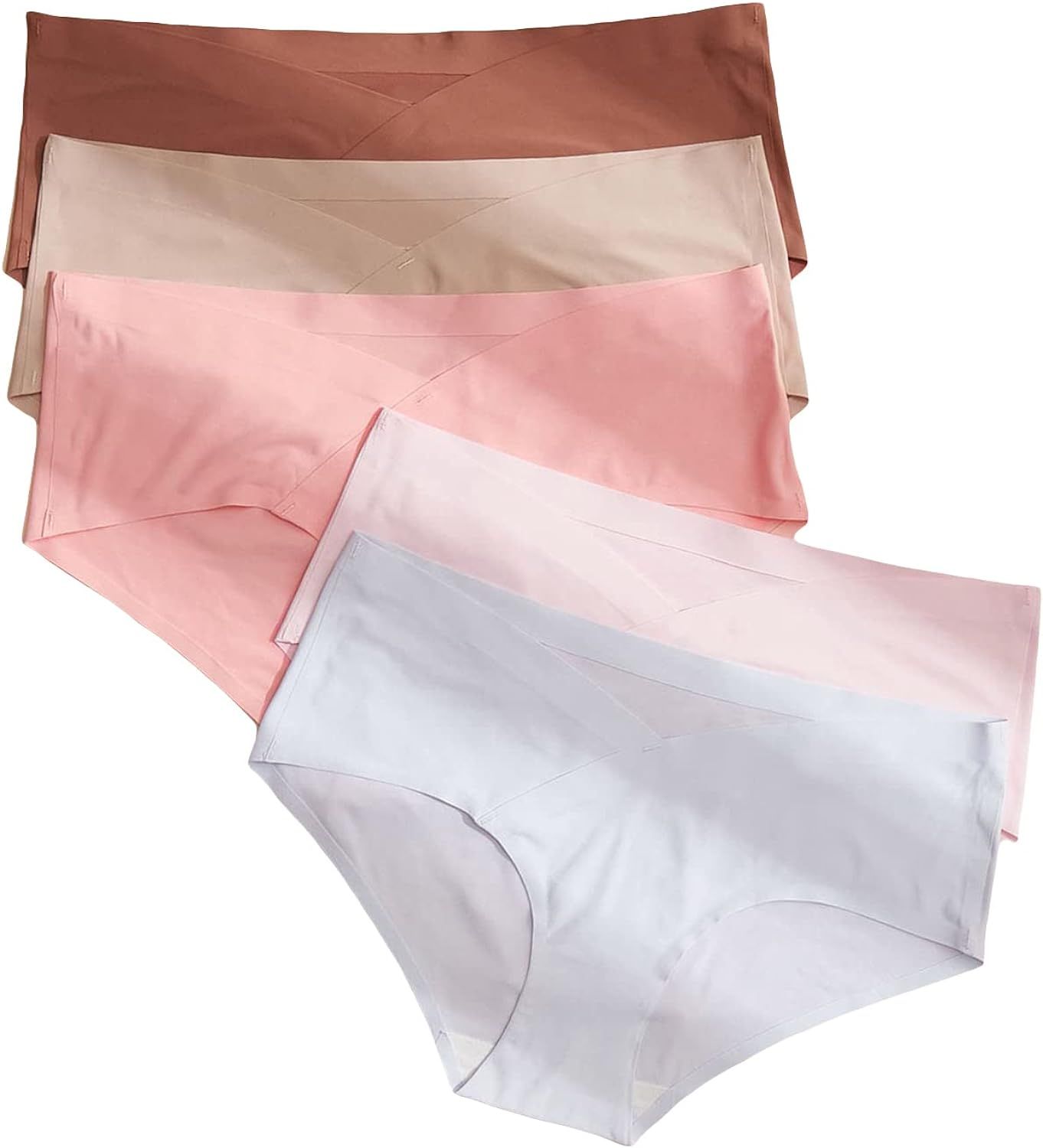 SHENHE Women's 5 Piece Seamless No Show Under Bump Maternity Underwear Brief Panties | Amazon (US)
