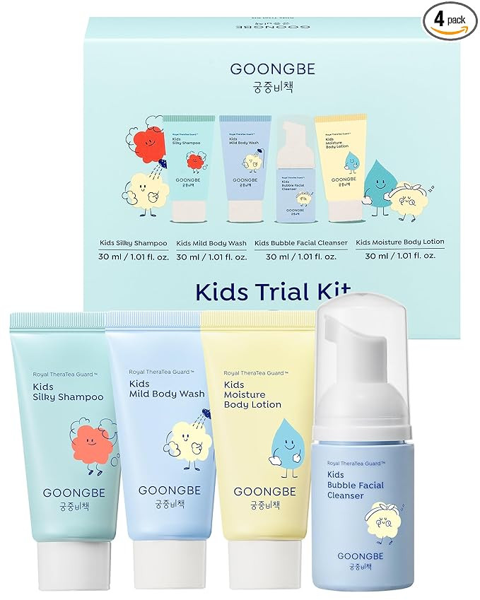GOONGBE Kids Travel Toiletry Set \u2013 4-in-1 TSA Carry-On Kit with Shampoo, Body Wash, Face Cle... | Amazon (US)