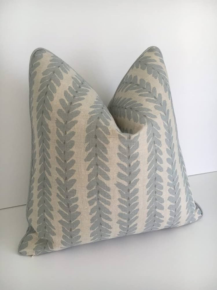 Woodperry in Blue High End Pillow Cover. Leafy Designer Pillow Cover. 18"x 18" Decorative Pillow ... | Amazon (US)
