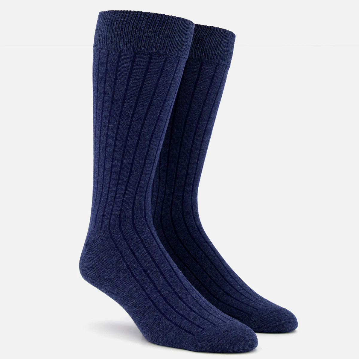 Wide Ribbed Heather Navy Dress Socks | Cotton Socks | Tie Bar | The Tie Bar