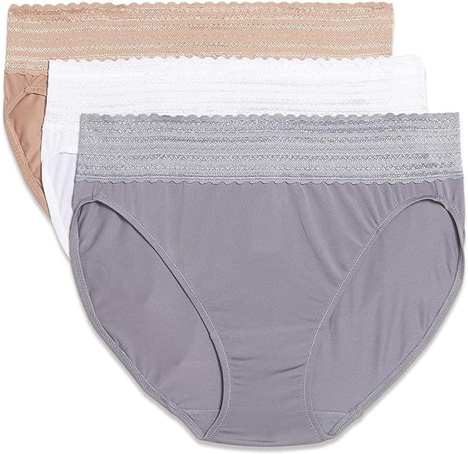 Warner's Women's Blissful Benefits Dig-Free Comfort Waistband with Lace Microfiber Hi-Cut 3-Pack ... | Amazon (US)