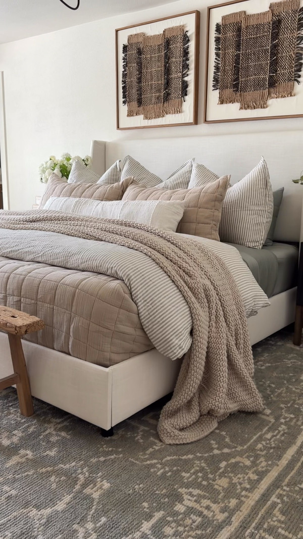 This bedroom look is all about soft layers and timeless neutrals.