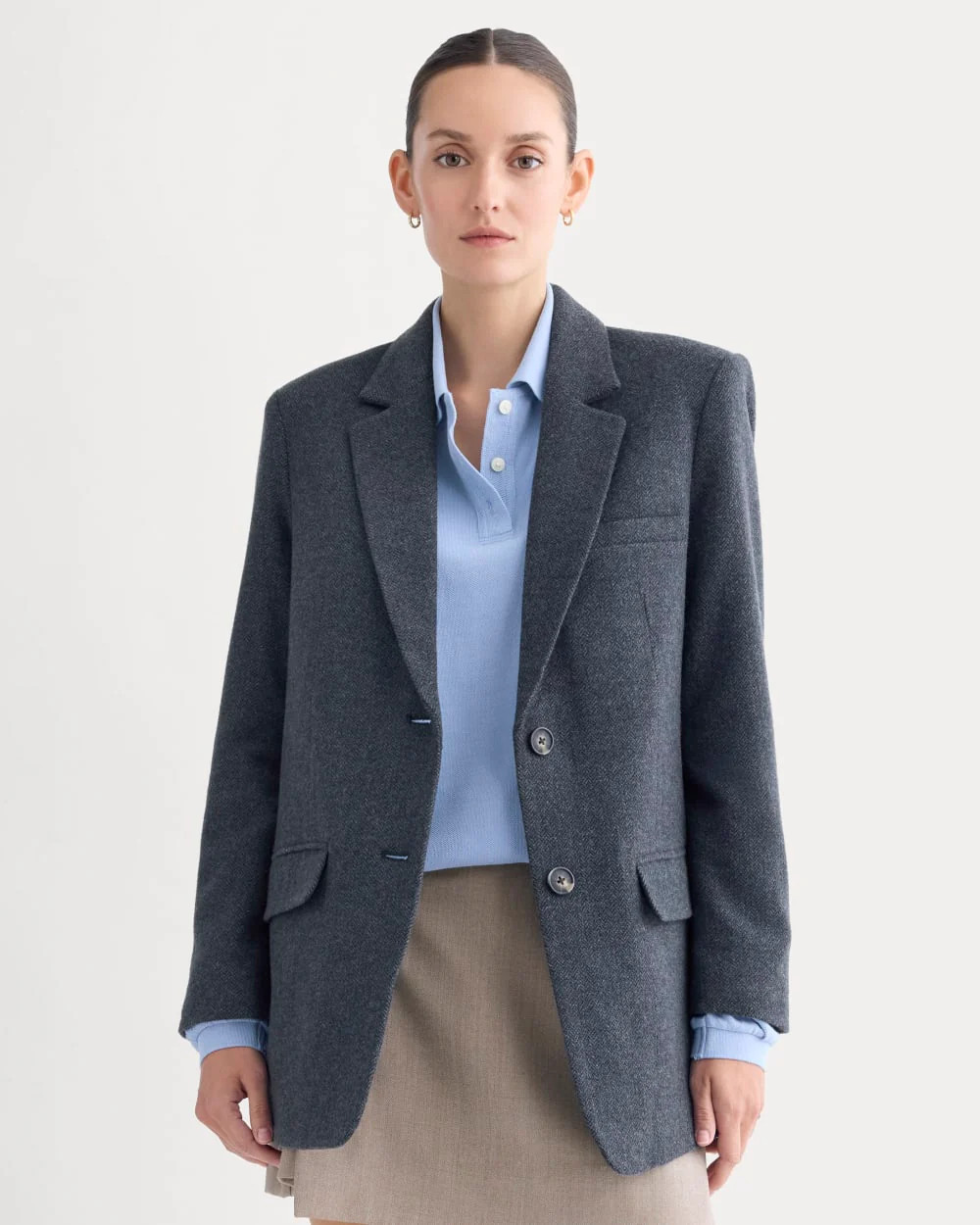 The Oversized Blazer in Wool | Navy Herringbone | Everlane