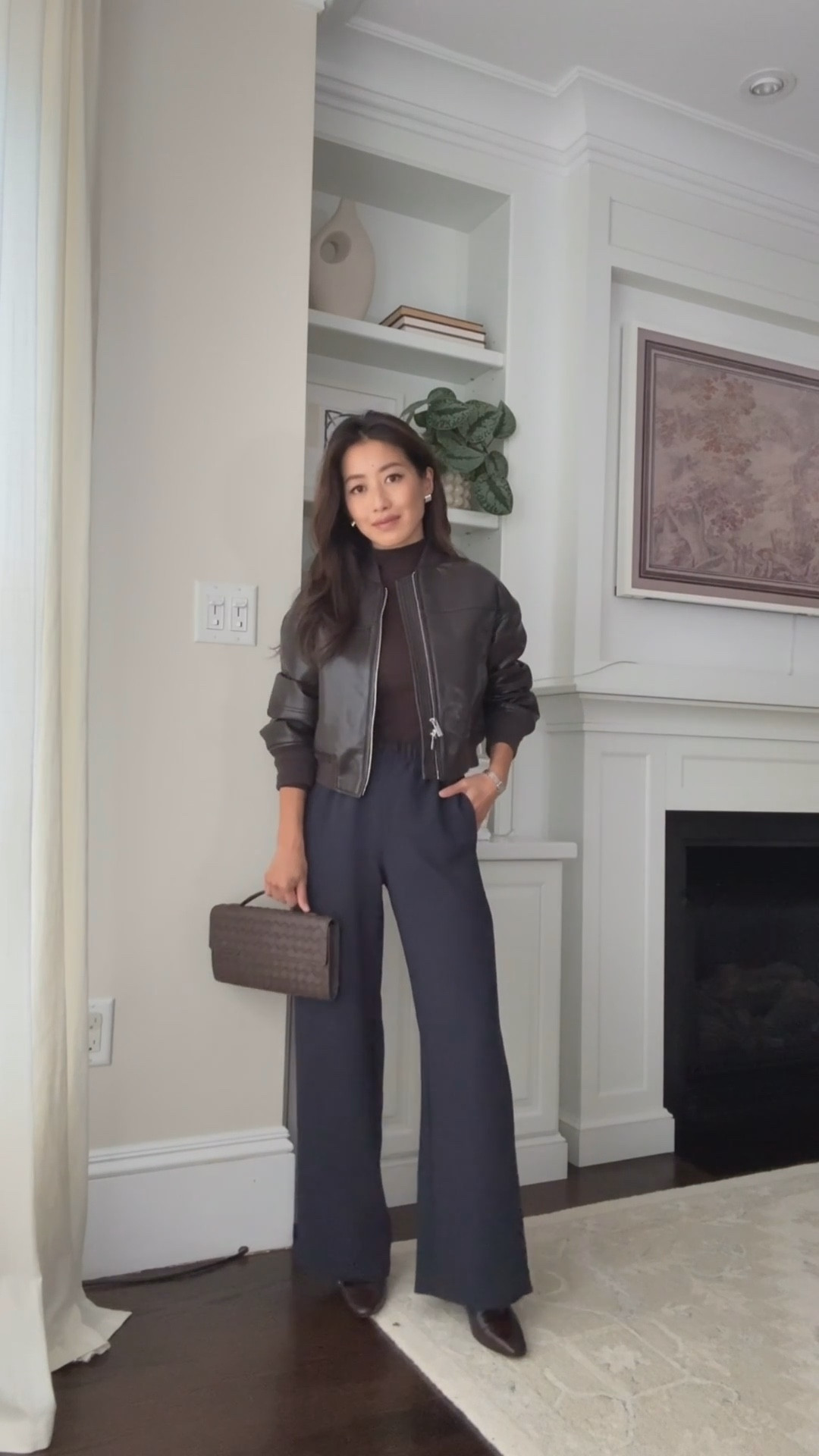 Ways to style Aritzia's lodge pants 

Intro outfit: 
• Aritzia lodge trousers 2XS short these are amazing! Drapey fluid fabric that isn’t thin, stretch waist, wrinkle resistant, perfect short length I can wear with flats. I also own a few colors in regular length and hemmed. ￼
• Aritzia homestretch ribbed tee xs 

Outfit 1:
• Aritzia faux leather bomber jacket 2XS
• Old ribbed mockneck top
• Madewell dimes boots 5H

Outfit 2:
• Oak + Fort trench coat xxs - use code JEANTRENCH for 15% off
• Quince Mongolian shrunken cashmere sweatshirt xs
• New Balance 530 - a big kids 4 = womens 5.5/6
• Amazon crossbody
• Polo hat

Outfit 3:
• old J. Crew cashmere sweater 
• Madewell penny loafers size 5
• Polene bag (not linkable)

Outfit 4:
•  Aritzia Barkley workwear jacket xxs
• Adidas handball sneakers 5
• Etsy Tefia made to order suede hobo bag - use code JEANBAGS30 for a small additional discount

Outfit 5:
• LOFT versa crepe drape relaxed blazer xxs petite
• Sam Edelman Bianka heels 5.5
• DeMellier New York midi bag



Going out girls night , dinner date, elevated mom style, petite friendly

#LTKmomlife #LTKWorkwear #LTKPetite