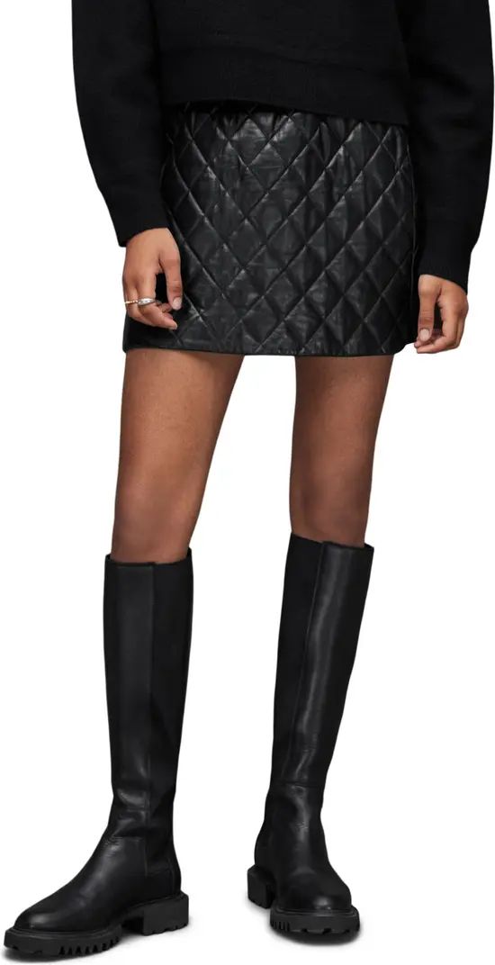 Quinn Quilted Lambskin Leather Skirt | Nordstrom