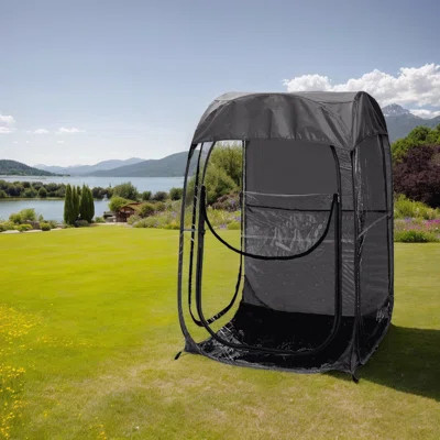 Portable Pop Up Sports Tent, Ideal Shelter For Outdoor Sports Events, Fishing And Camping, Protection From Cold Wind And Rain, Black | Wayfair North America
