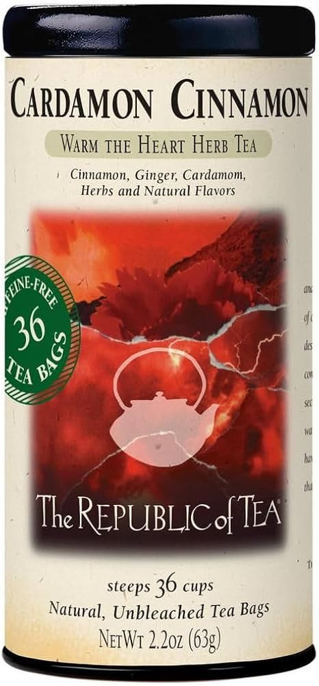 The Republic of Tea - Cardamon Cinnamon Herbal Tea, 36 Tea Bag Tin, Naturally Caffeine-Free | Amazon (US)