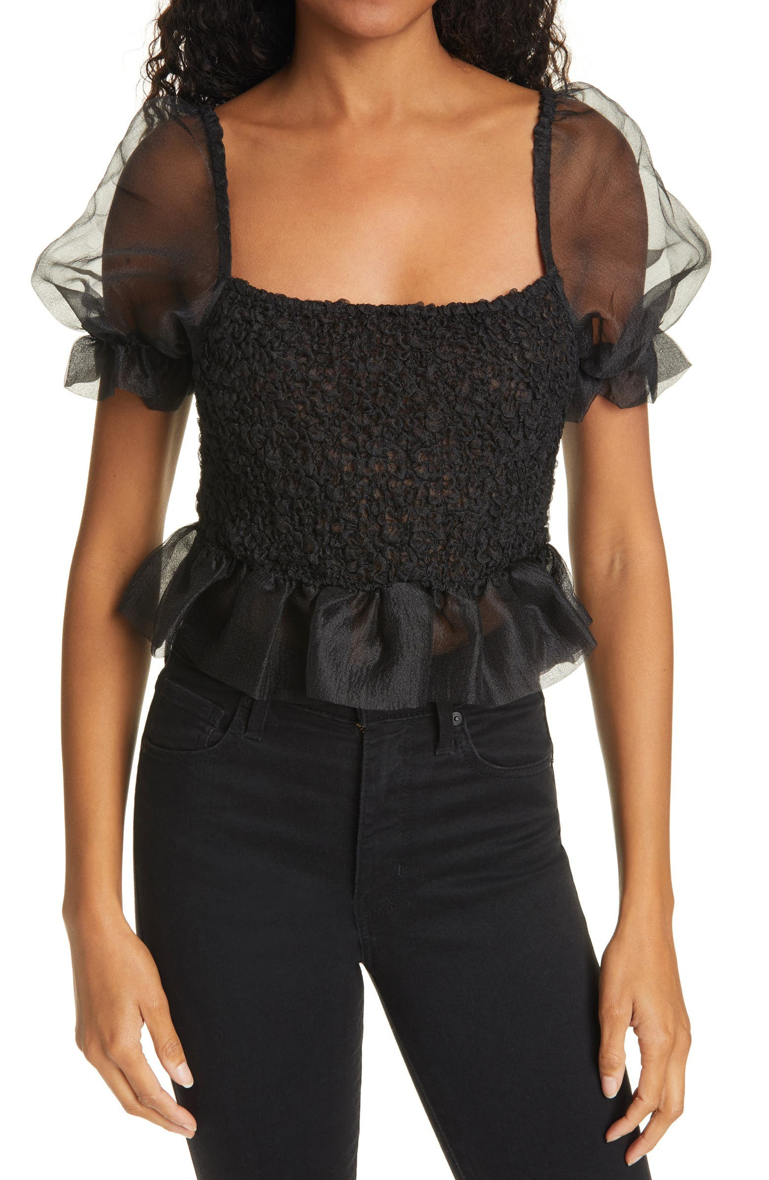 Cannon Organza Puff Sleeve Crop Top | Nordstrom