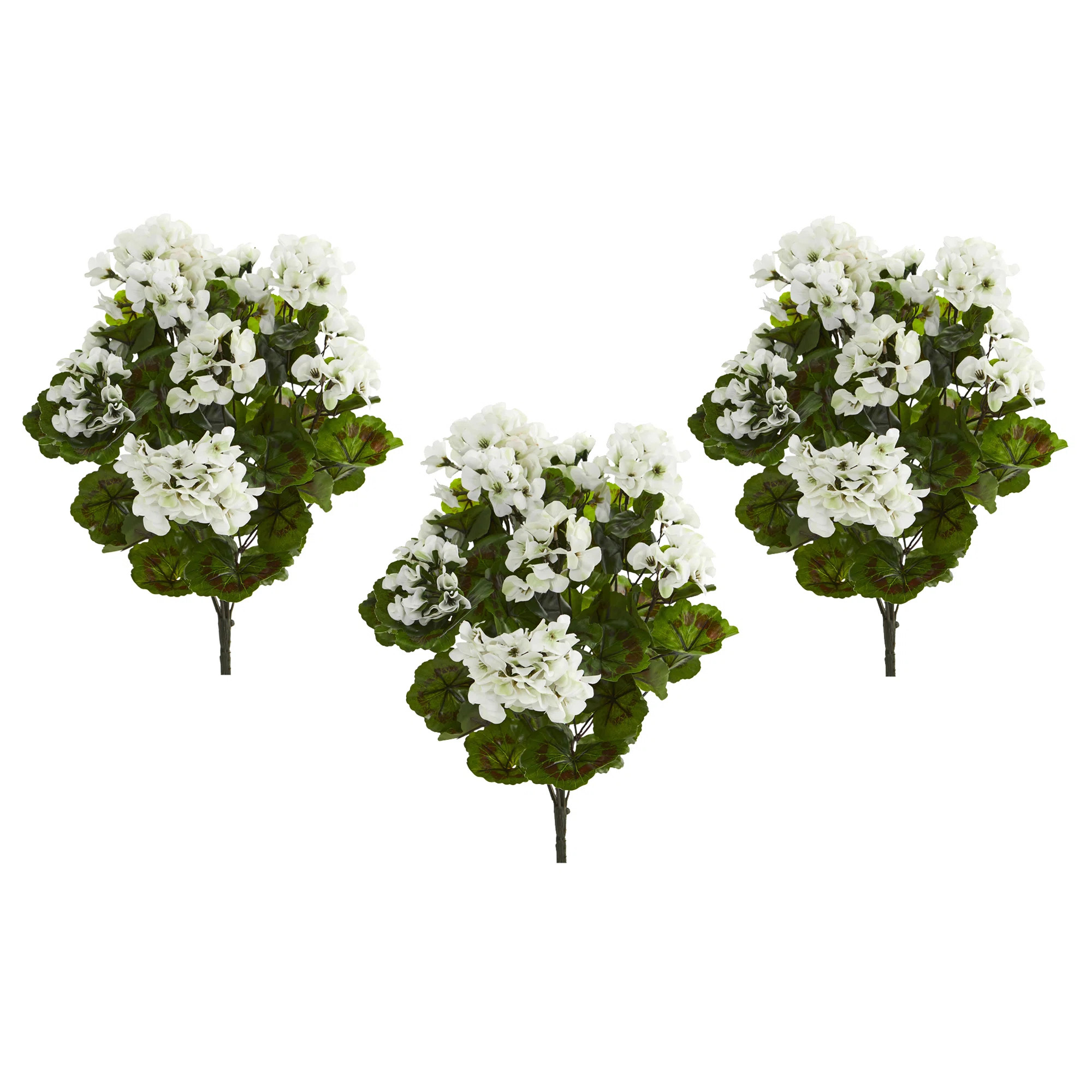 Geranium Artificial Bush, UV Resistant (Indoor/Outdoor) (Set of 3) | Wayfair North America