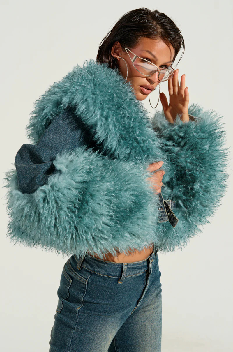 SIT PRETTY FUR TRIM DENIM JACKET | AKIRA