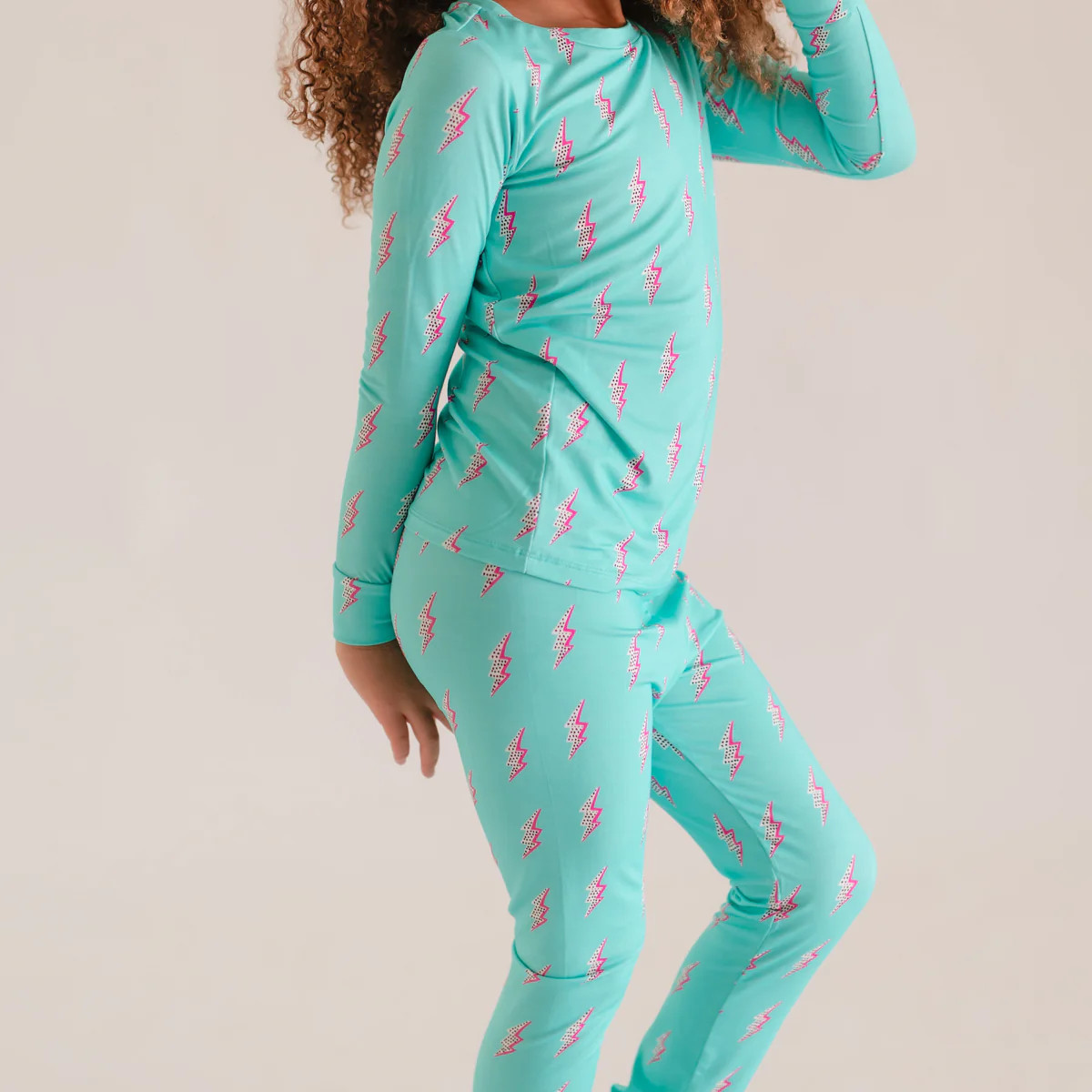 Youth Pajama Set in Neon Bolts | Silks Design