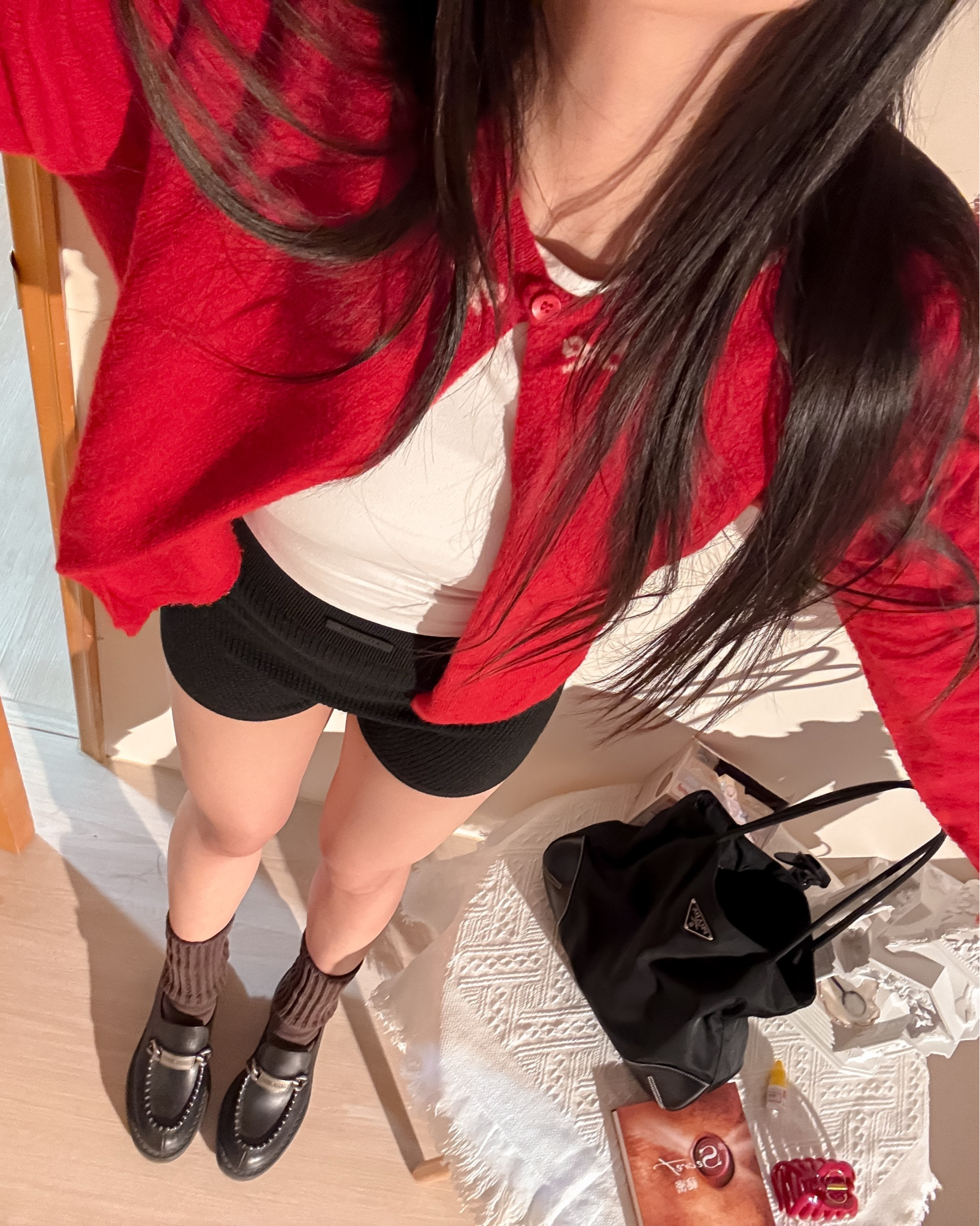 Christmas outfit inspo 🎄
Red knit with black knit shorts and my favorite loafers – simple, cozy and a little bit chic for the holidays.

#christmasoutfit #christmasoutfitinspo #holidaystyle
#winteroutfit #redknit #loafers
#outfitinspo #holidaylook #cozyoutfit
#fashionootd

Me: 5’3” / waist 26”
Top: S
Bottoms: S
Miu Miu shoes: 38 (size up)

#LTKFindsUnder100 #LTKCyberWeek #LTKHoliday