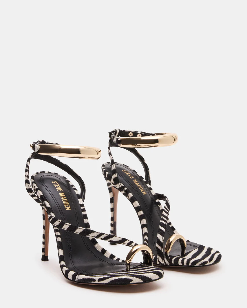 TIA Zebra Open-Toe Stiletto Women's Heel | Steve Madden (US)