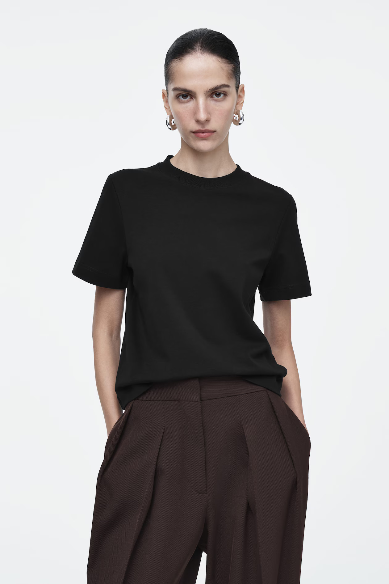 CLEAN CUT REGULAR T-SHIRT - BLACK | COS UK
