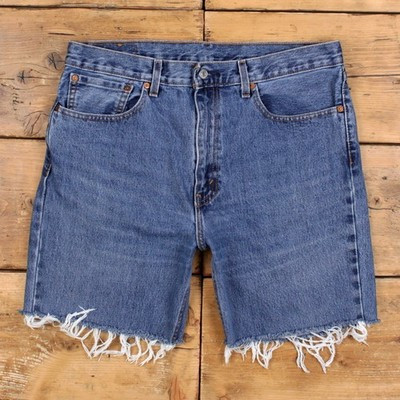 Vintage Levi's Denim Shorts 36 Levis 516 Raw Hem Jorts Stonewash Bermuda Blue | eBay UK