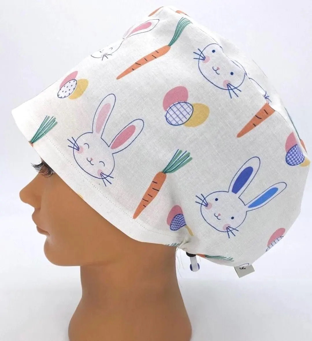 Easter Scrub Cap Women's Euro Medical Surgical Hat With Rabbits Carrots, Flopsy | Etsy (US)
