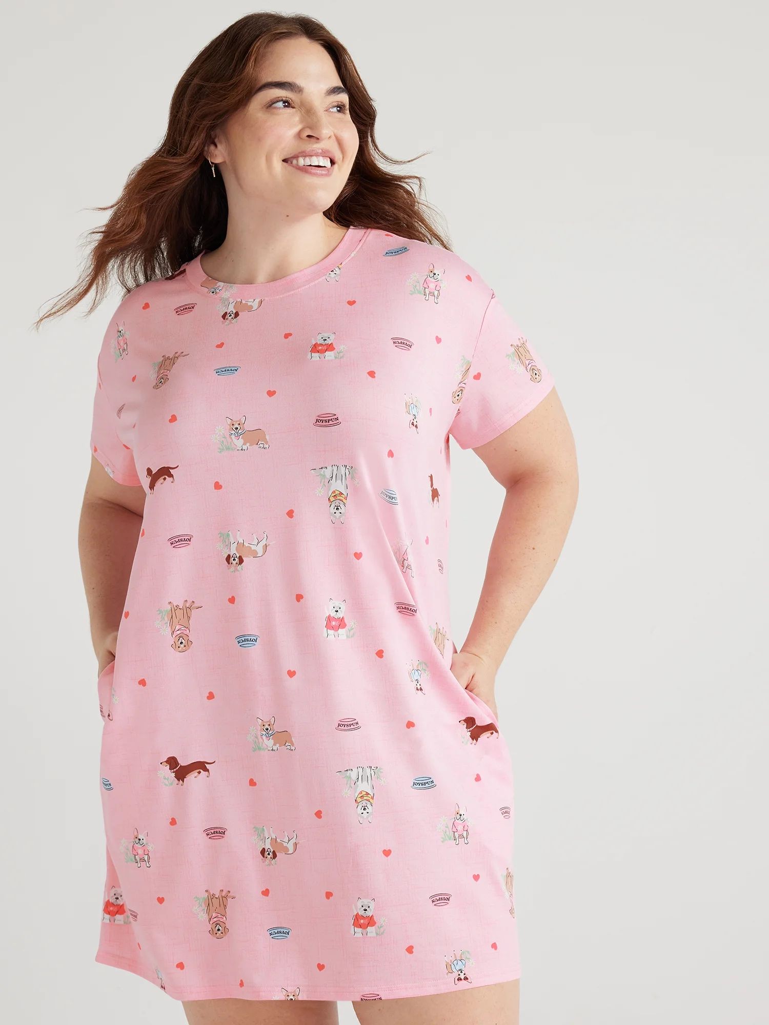 Joyspun Women's Short Sleeve Sleepshirt, Sizes S to 3X | Walmart (US)