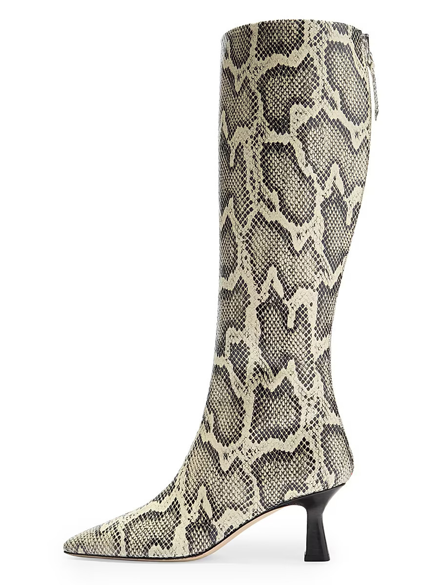 Aeyde Women's Klea 40MM Snakeskin-Embossed Leather Knee-High Boots - Creamy - Size 6 | Saks Fifth Avenue