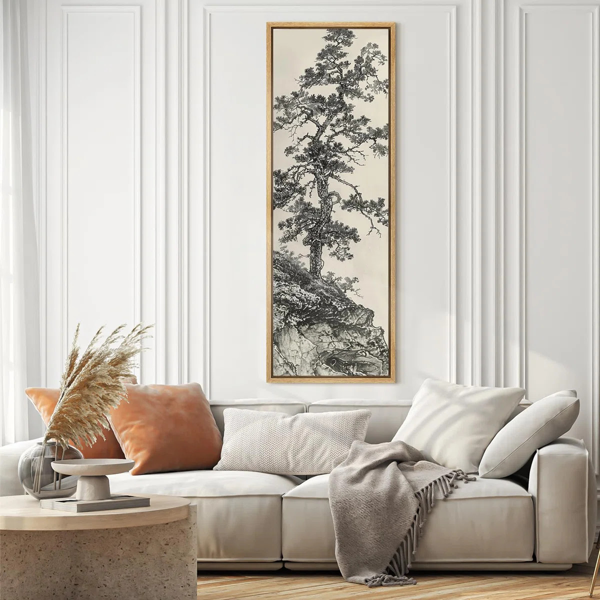 Vintage Pine Tree Drawing Classic Country Rustic Artwork - Extra Large Framed Wall Art Canvas Pri... | Wayfair North America