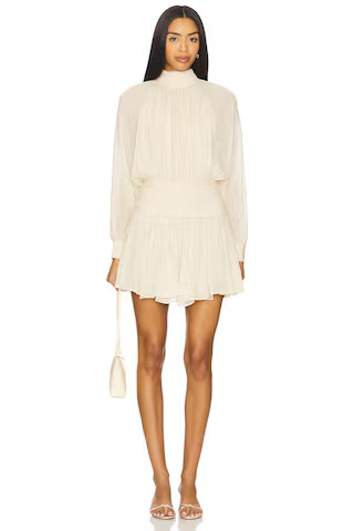NICHOLAS Cecile High Neck Mini Dress With Godets in Pearl from Revolve.com | Revolve Clothing (Global)