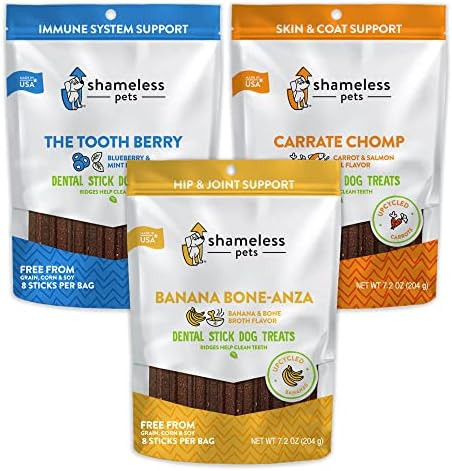 Amazon.com: SHAMELESS PETS Dog Dental Treats - Dental Sticks for Dogs, Made with Upcycled Ingredi... | Amazon (US)