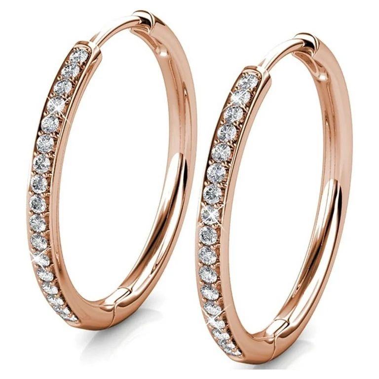 Cate & Chloe Bianca 18k Rose Gold Plated Hoop Earrings | Women's Crystal Earrings | Gift for Her | Walmart (US)