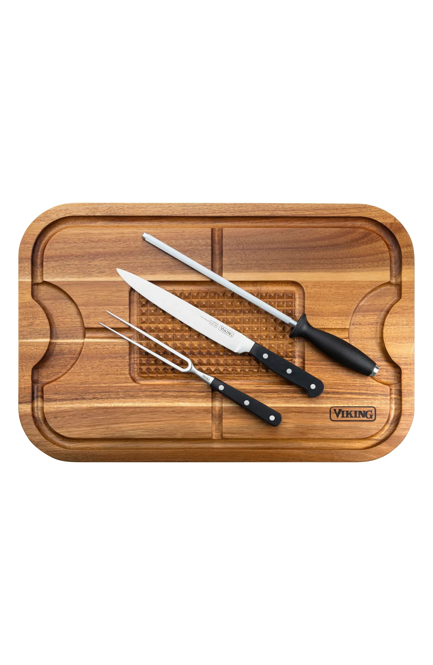 Acacia Carving Board With 3-Piece Carving Set | Nordstrom