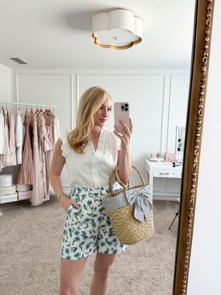 This outfit paired with the cutest straw bag is giving me all the spring and summer feels! Everything is from J.Crew Factory! Wearing size small in the top and size 4 in the shorts! Spring outfits // summer outfits // daytime outfits // brunch outfits // day date outfits // vacation outfits // J.Crew finds // spring bags // summer bags // festival outfits 

#LTKSeasonal #LTKFestival #LTKstyletip